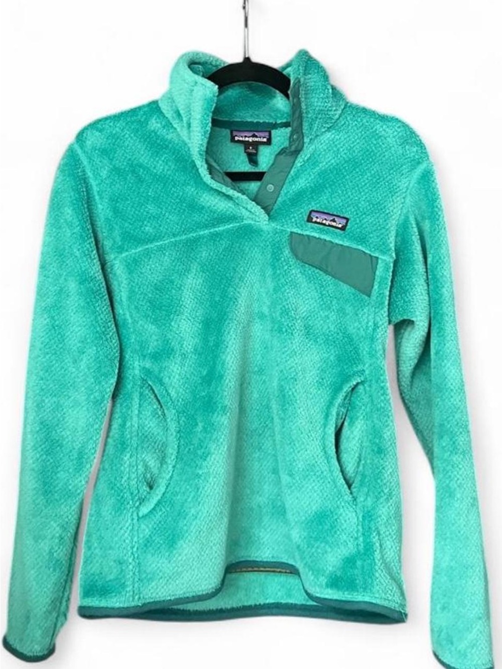 Patagonia Teal Green Fleece Snap Pullover